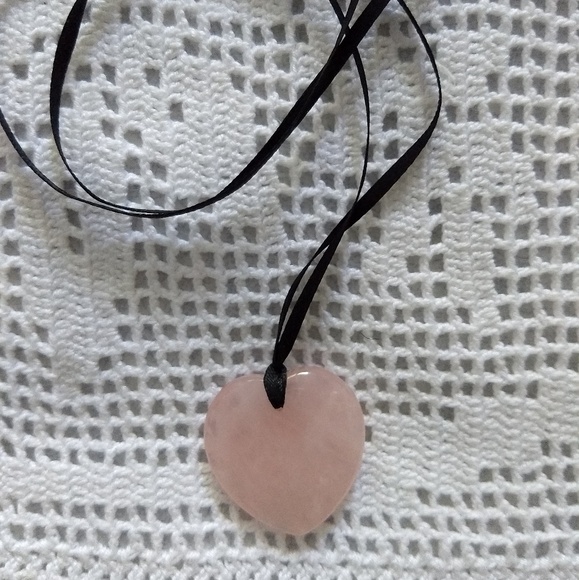 Jewelry - Handmade Rose Quartz Long Heart Necklace